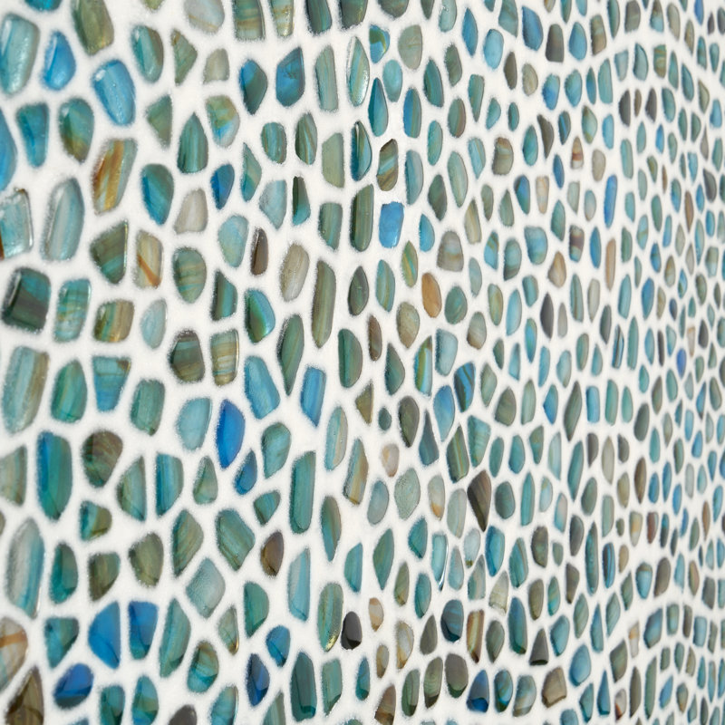 Fractal Pebble 11.88 in. x 11.88 in. Polished Glass Wall Mosaic Tile (0.98 Sq. Ft. / Each), Blue/Green/Brown