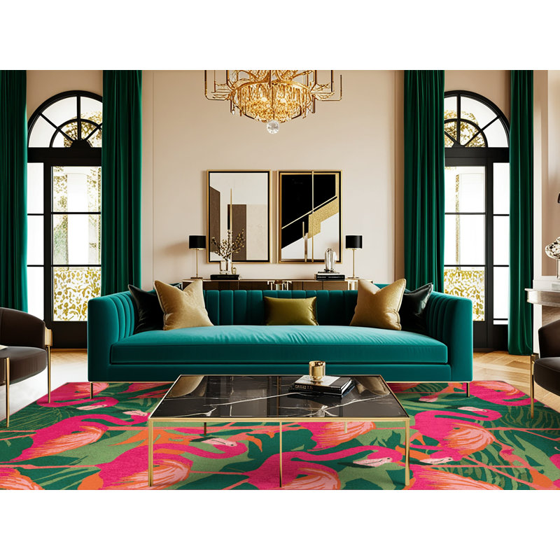  Tapis hawaïen lavable de flamants roses, Tapis de couloir 2 pi x 5 pi