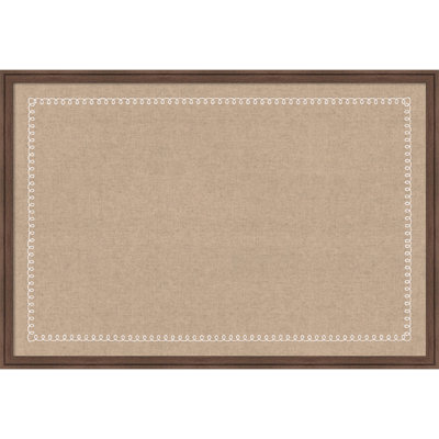 Tableau magnétique encadré en tissu avec bordure festonnée en lin blanc