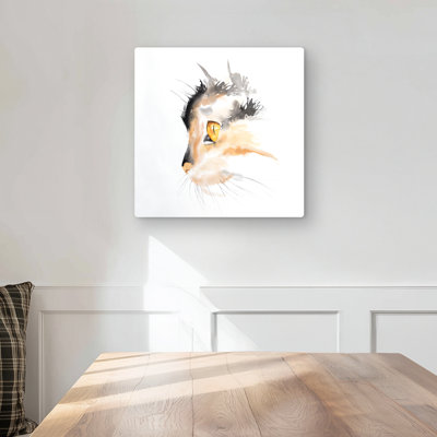 Watercolor Cat Face Profile - Scandinavian Metal Print Decor