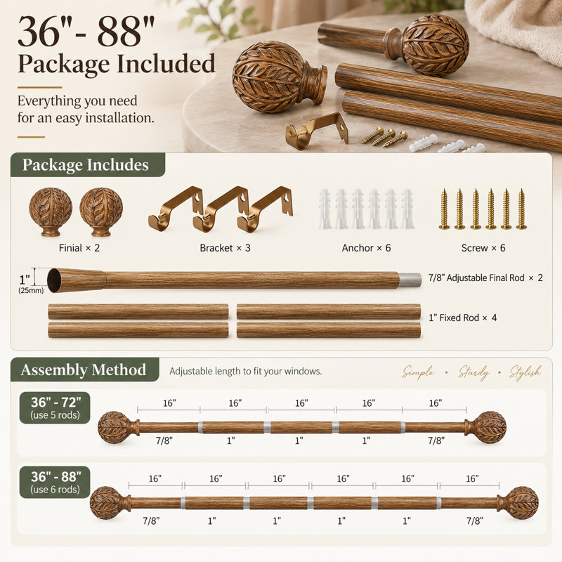 Wood Curtain Rods for Windows