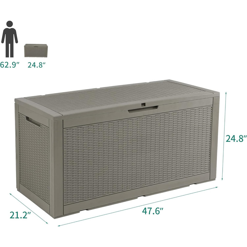 Kazoo 47.6'' W 100 Gallons Water Resistant Resin Lockable Deck Box, Gray