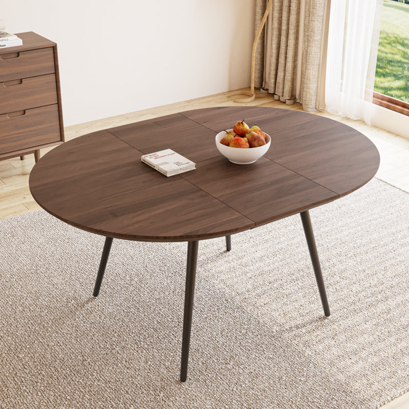 Table de salle à manger Modern Kitchen, table de salle à manger extensible de 43 à 59 po, table ronde à ovale, Brun