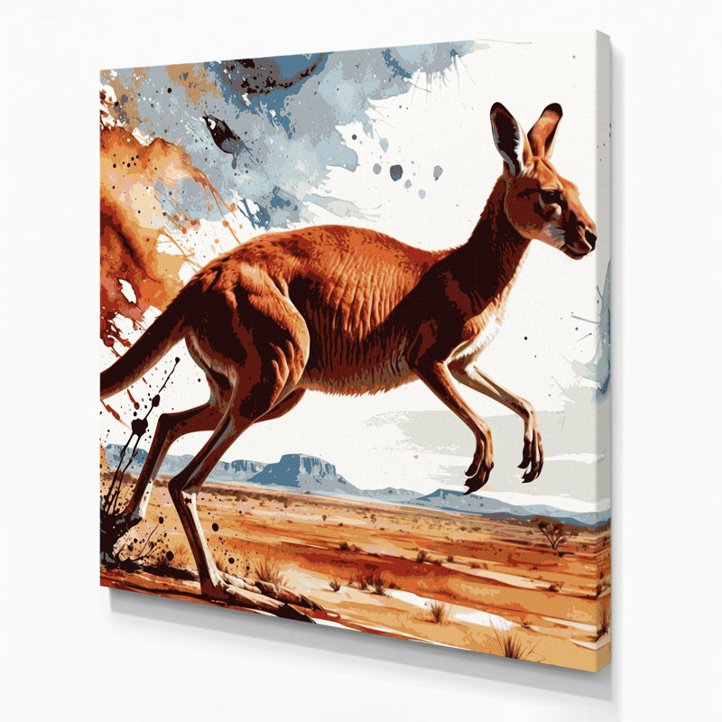 Faune, art mural sur toile brun kangourou, H 12 po x l 12 po