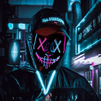 Halloween Mask LED Light Up Mask Scary Mask For Festival Cosplay Halloween Costume Masquerade Parties,Carnival,Gift (Pink+Ice Blue)