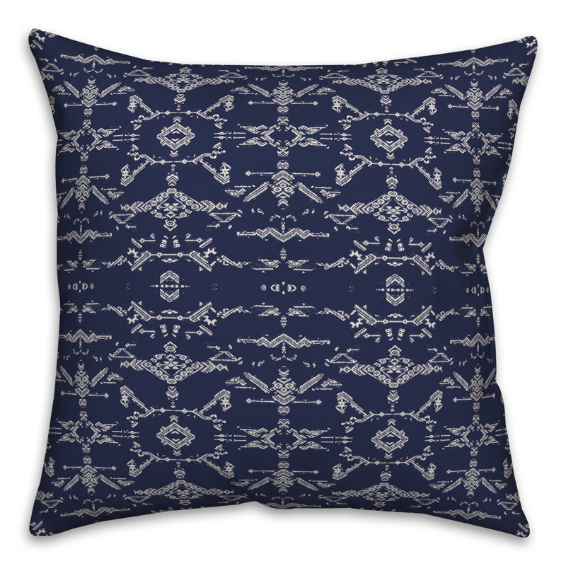  Coussin Faded, 16 po x 1 po, Bleu marine/blanc