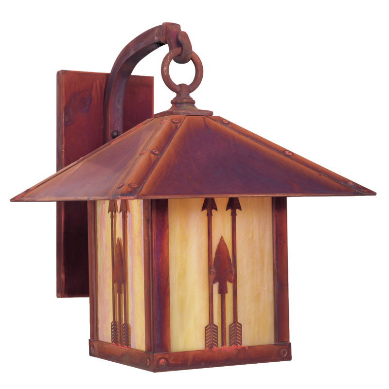 Hyler Wall Light, 19.5" H x 16" W x 19.5" D, Rustic Brown, Tan
