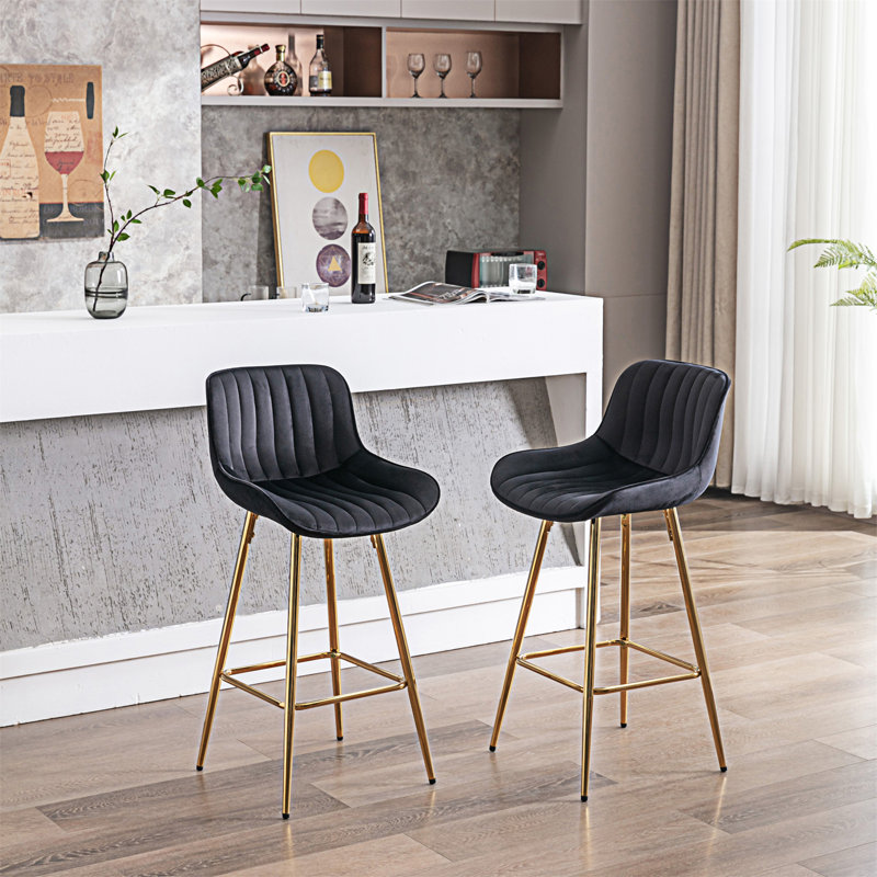 Ensemble de 2 tabourets de bar, Noir, Tabouret de comptoir (siège d'une hauteur de 26 p