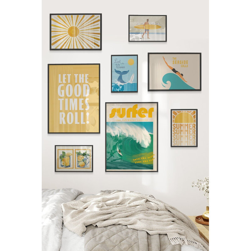 Peinture décorative encadrée (8 pièces), Noir