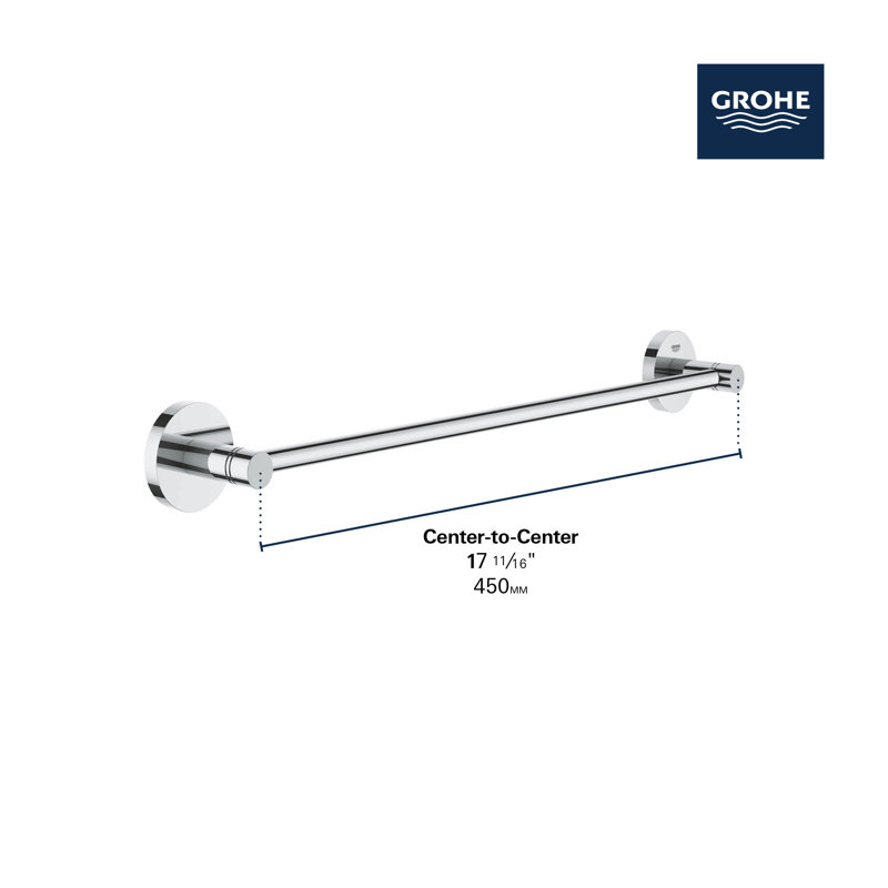 Barre à serviettes murale 19,8425 po Essentials, Chrome étoilé, H 2,36 po x L 18 po x P 2,13 po