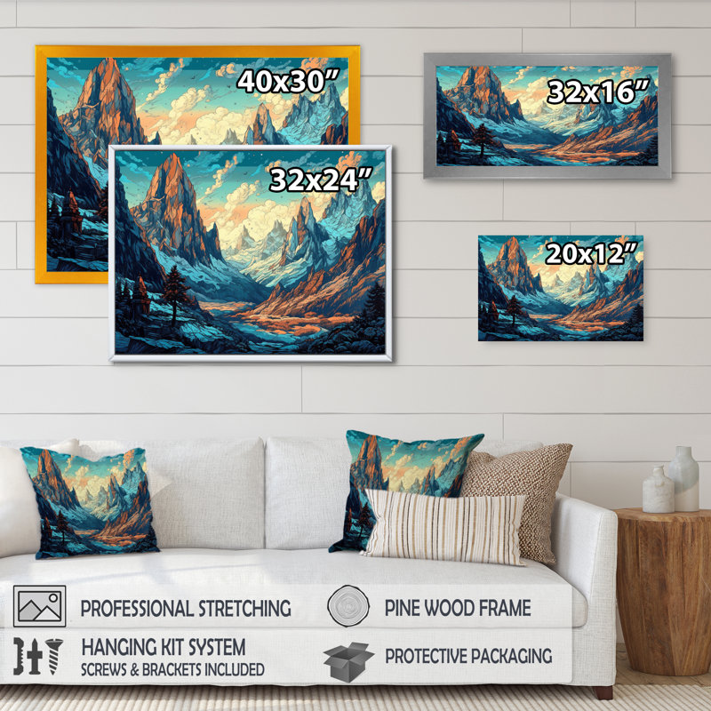 «Towering Mountain Peaks Swiss Alpes I», reproduction sur toile, H 12 po x l 20 po, Toile tendue