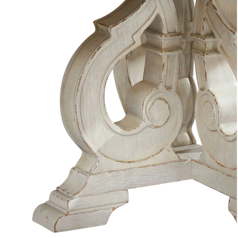 Regiene Round Solid Wood Dining Table, Brown/Antique White