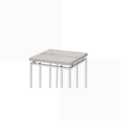Table basse moderne en chêne naturel et chrome pour le salon, conception robuste et peu encombrante