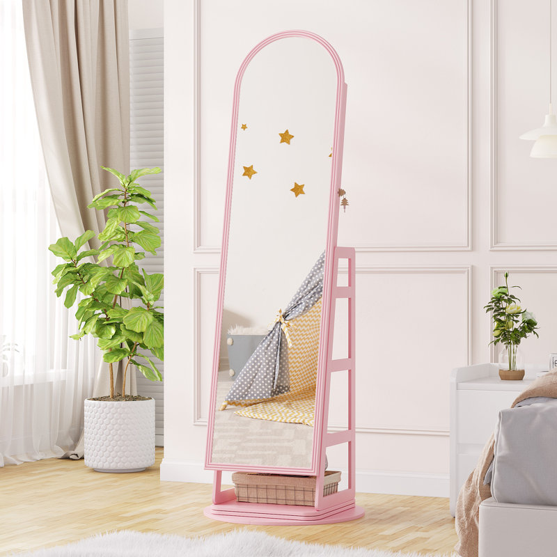 22"Wide Freestanding Jewellery Armoire with Mirror,LED, Pink