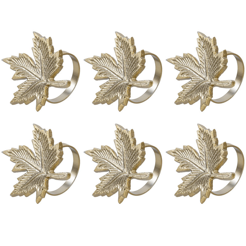 Metal Maple Gold Napkin Rings