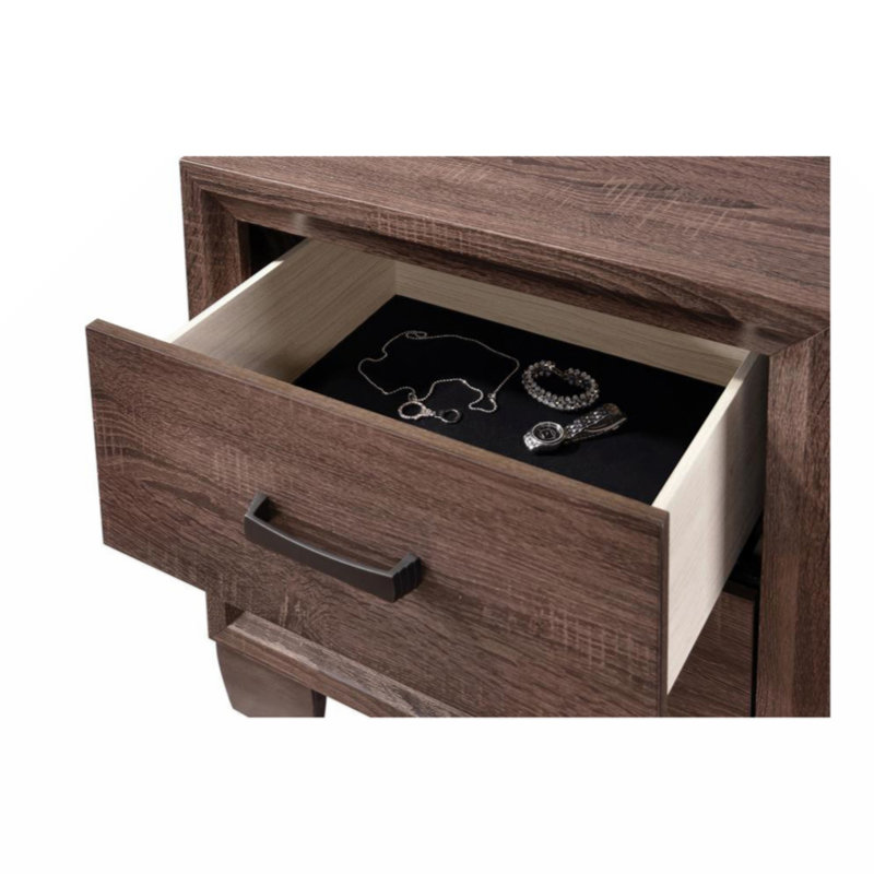 Table de chevet 2 tiroirs en bois au fini brun chaud