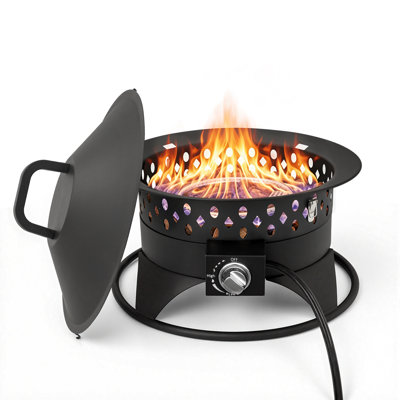 20inch Portable Propane Fire Pit With Grill Grate &  Lid, Outdoor Fire Pit