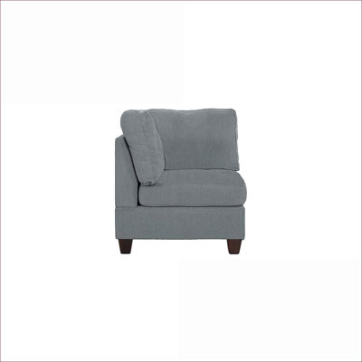 Light Gray Linen-Look Fabric Corner Wedge Sofa, Solid Wooden Legs 1 Piece Cushioned Accent Seating for Living Room