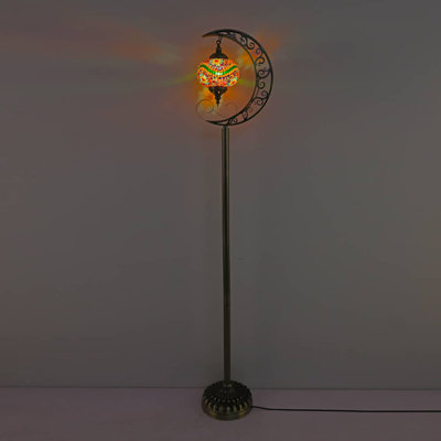 Turkish Moon Style Stained Glass Mosaic Floor Lamp