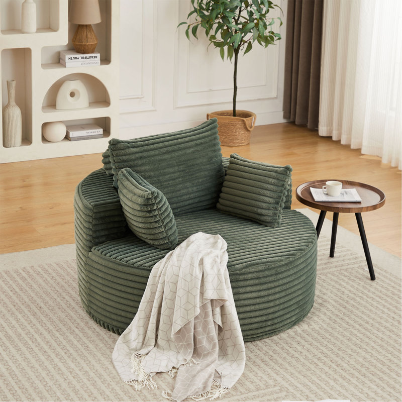 Boneless 55''L Chenille Foam Single Swivel Chair, Fluffy Modern Sleeper, 360 Degree Swivel Chair For Living Room, Bedroom, Lounge And Projection Room