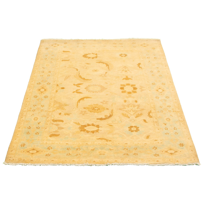 Ivoire Tapis décoratif en laine de conception unique noué à la main New Age 5 pi 2 po x 7 pi 5 po Deneco