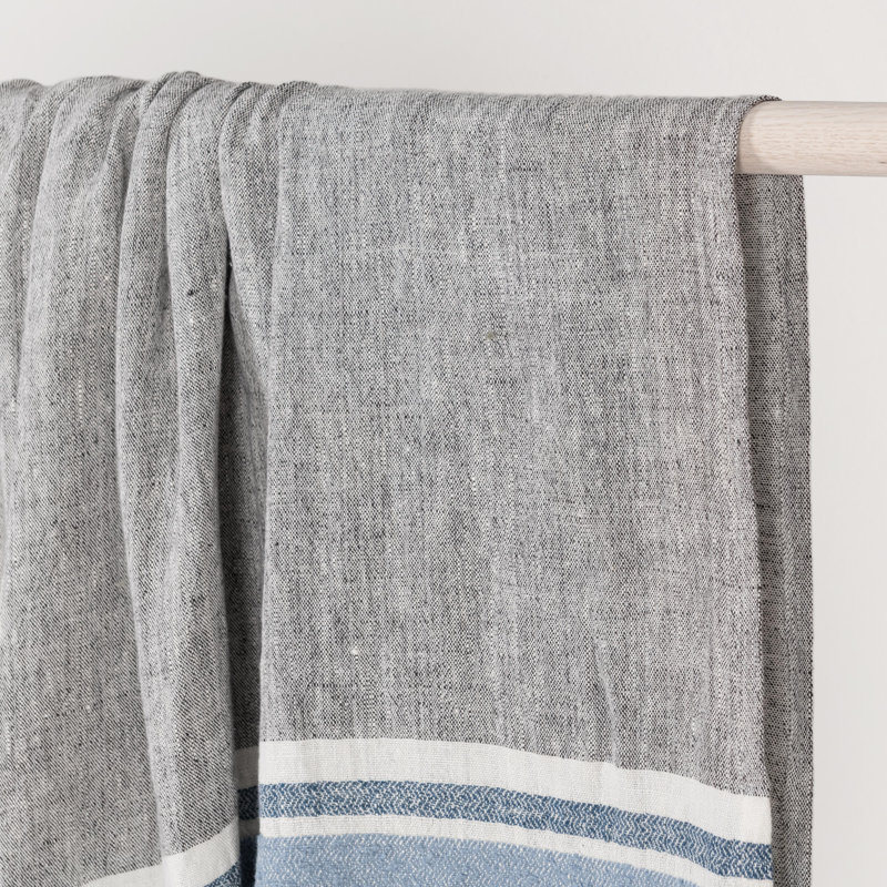 Lima 100% Blue 50"x70" Throw Blanket Blanket, Gray/White/Blue