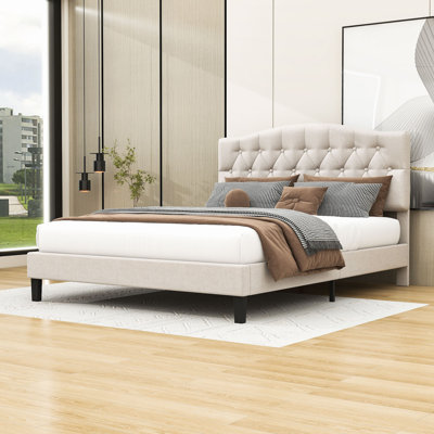 Tufted Upholstered Low Profile Platform Bed