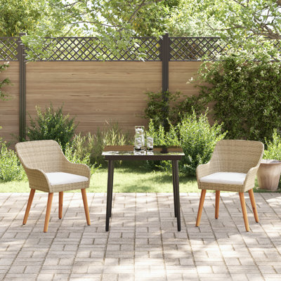 3 Piece Garden Dining Set Poly Rattan