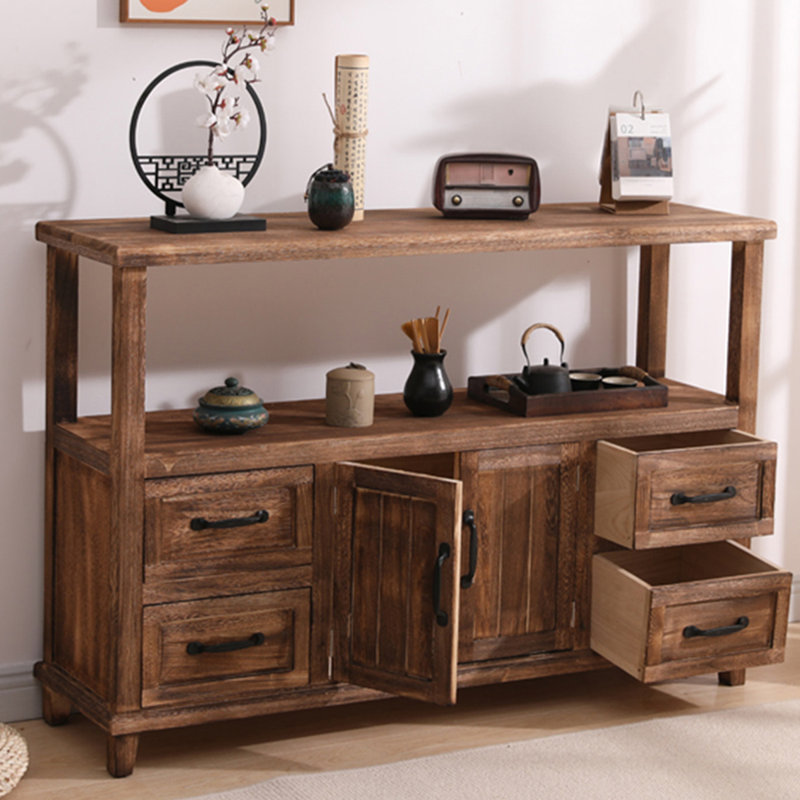 Buffet en bois massif brun, Brun