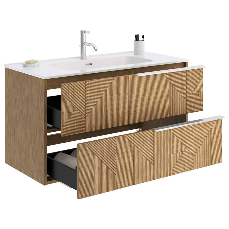 Kora 39.76" Wall Mounted Single Bathroom Vanity with Top, Silver