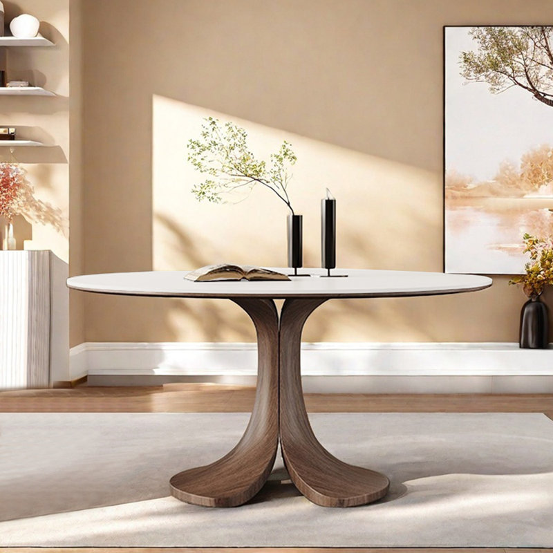 Table de salle à manger ronde haut de gamme, H 29,5 po x L 47,2 po x l 47,2 po