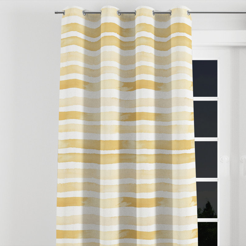 Rideaux Modern - rideaux à œillets à rayures dorées - 1 panneau, L 52 po x L 120 po, Œillets argentés