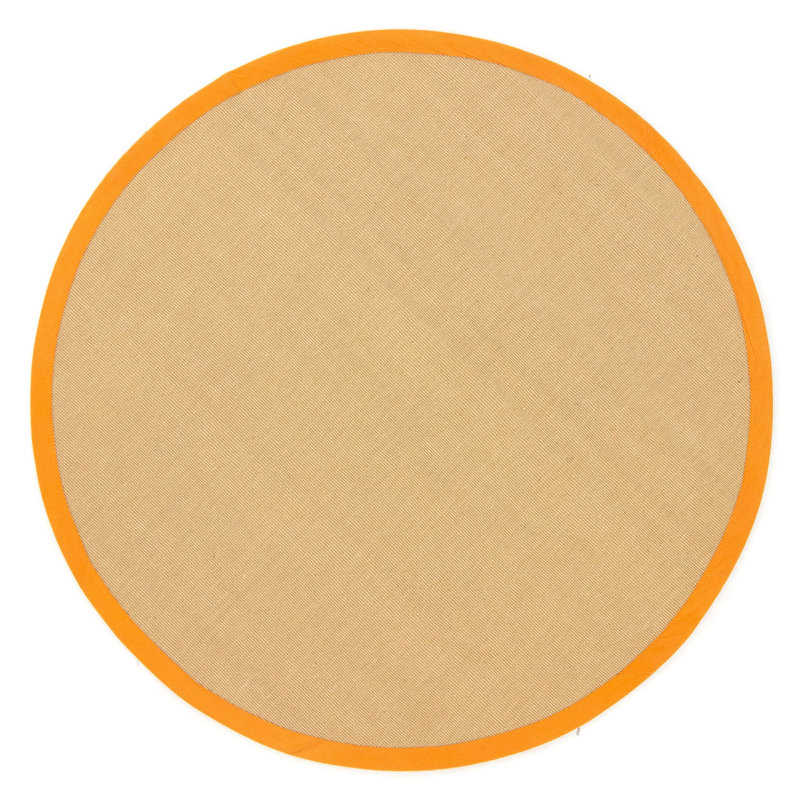 Sisal Hand Woven Orange Rug, Round 60cm