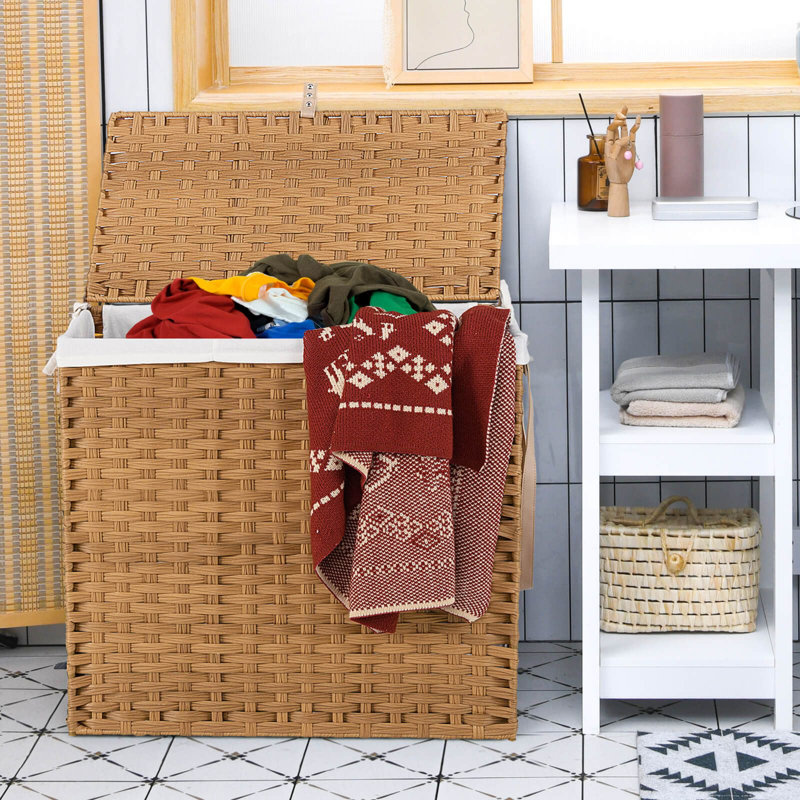 Plastic Rolling Laundry Hamper with Handles