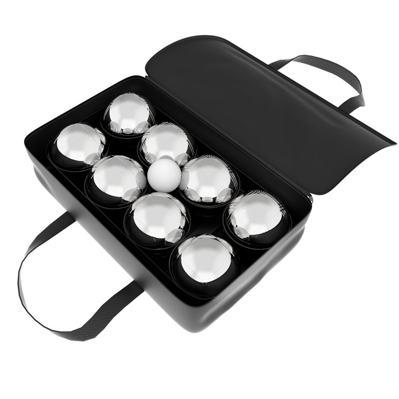 Bocce Ball Set Lawn Game with 8 Steel Tossing Balls and Carrying Case