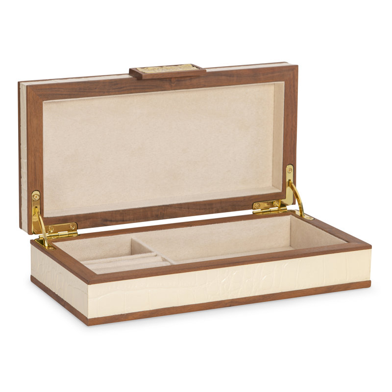 Embossed Leather Decorative Box, Cream