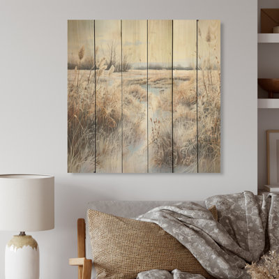 Plant Plant Under Winter Charm - Plantes, art sur bois de pin naturel
