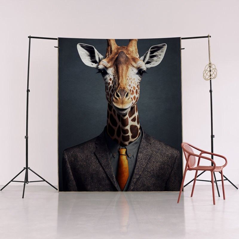 Tapis décoratif moderne à motifs de girafes abstraites à motifs sombres sur le thème de la surréalisme