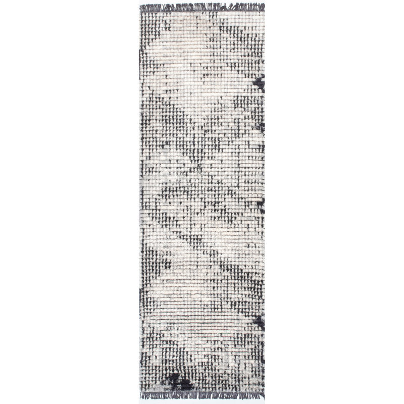 Tapis gris / blanc Klem, Tapis de couloir 2 pi 8 po x 8 pi