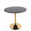 Table de salle à manger ronde tulipe de style moderne du milieu du siècle, 80 cm (31,5 po), pour 2 à 4 personnes, plateau en faux marbre noir et pied central doré poli.-160162835