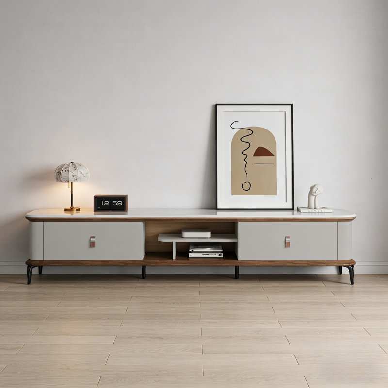 Meuble télé simple et léger, Blanc / noir / brun noisette / gris clair