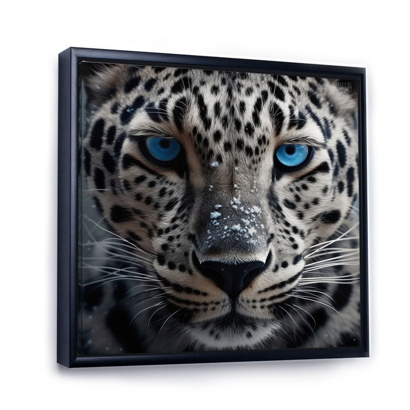 Jaguar's Gaze I sur toile, Cadre flottant noir, H 16 po x l 16 po x P 1 po