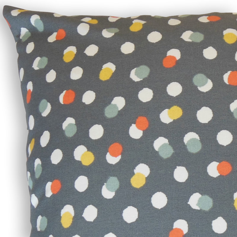Coussin décoratif en coton à pois Gaoge, Hauteur (26 po) x largeur (26 po), Gris / Jaune / Noir