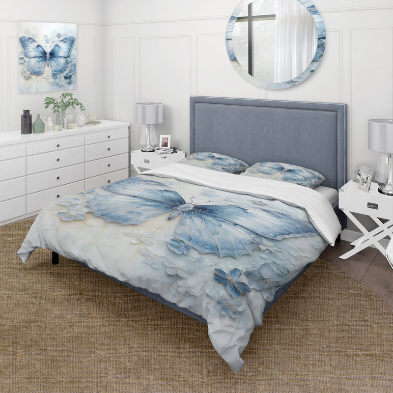 Ensemble de housse de couette Blue Butterfly Whispering Wings I - Butterfly
