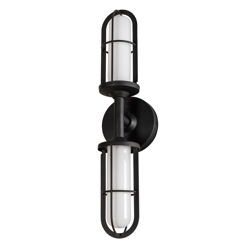 2 - Light LED Armed Sconce, Flat Black