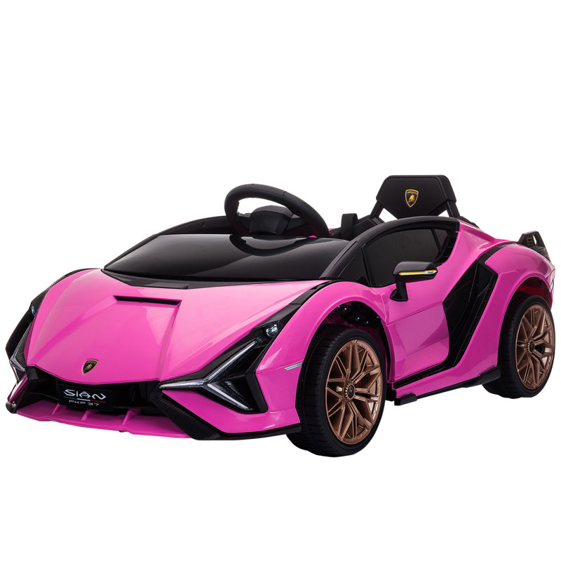 Licensed Lamborghini SIAN Kids Electric Ride On Car by TOBBI, Toddler 12V Battery Powered 4 Wheeler Driving Vehicle Toy with Remote Control/Safety Belt/Horn & LED Lights for Children Age 1-6-Pink