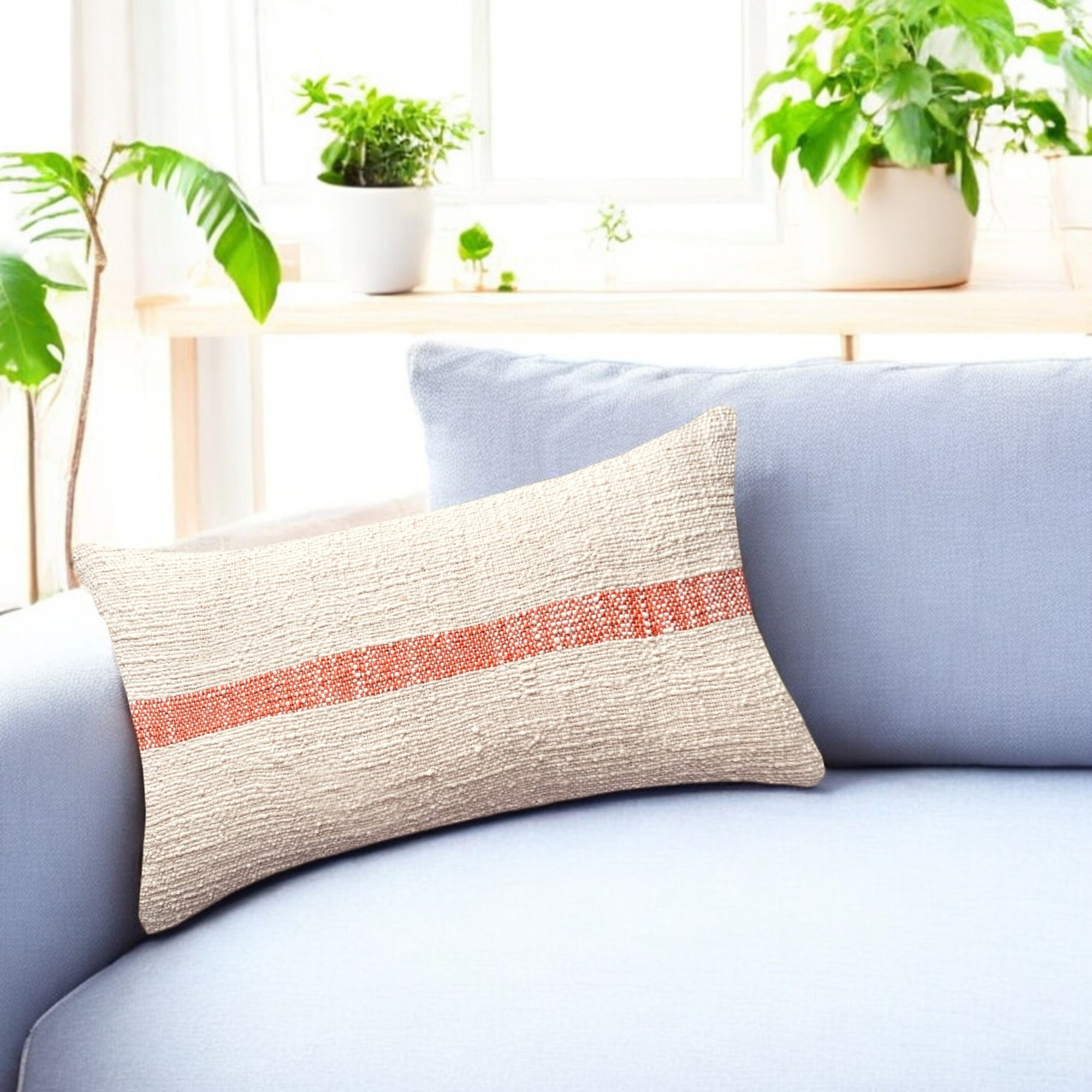 Linus Cotton Throw Pillow Cover with Brass Zipper