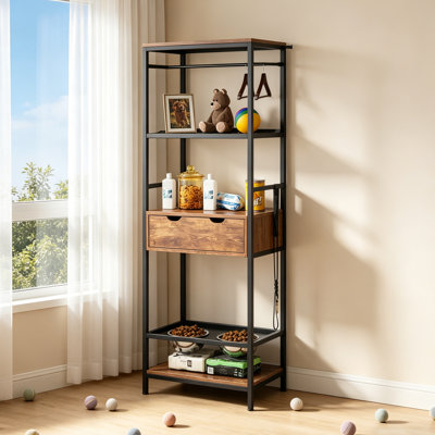 Elevated Dog Feeding Station with Storage,hooks and 3 Height Adjustable Raised Dog Bowls