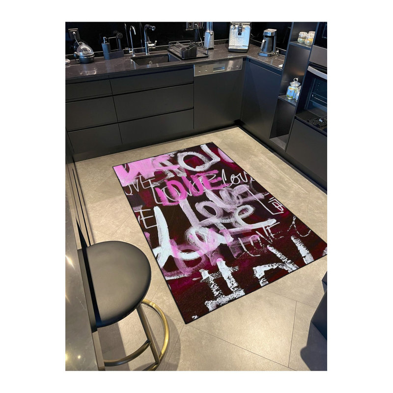 Tapis rose lavable à la machine, Sous-tapis rectangulaire 2 pi 6 po x 4 pi 11 po