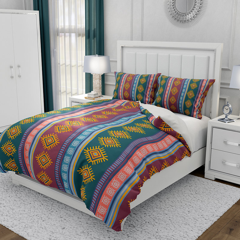 Ensemble de housse de couette et insert 3 pièces en microfibre multicolore